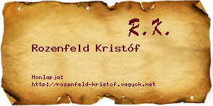Rozenfeld Kristóf névjegykártya